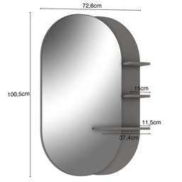 Conjunto Banheiro Gabinete Suspenso Com Cuba E Espelho Vicenza B06 Preto Magneto Nogal - Lyam Decor - 8