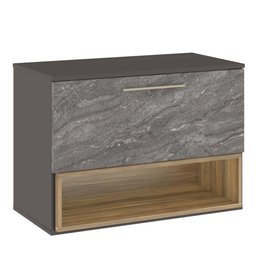 Conjunto Banheiro Gabinete Suspenso Com Cuba E Espelho Vicenza B06 Preto Magneto Nogal - Lyam Decor - 3