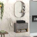 Ver imagem 2 de Conjunto Banheiro Gabinete Suspenso Com Cuba E Espelho Vicenza B06 Preto Magneto Nogal - Lyam Decor