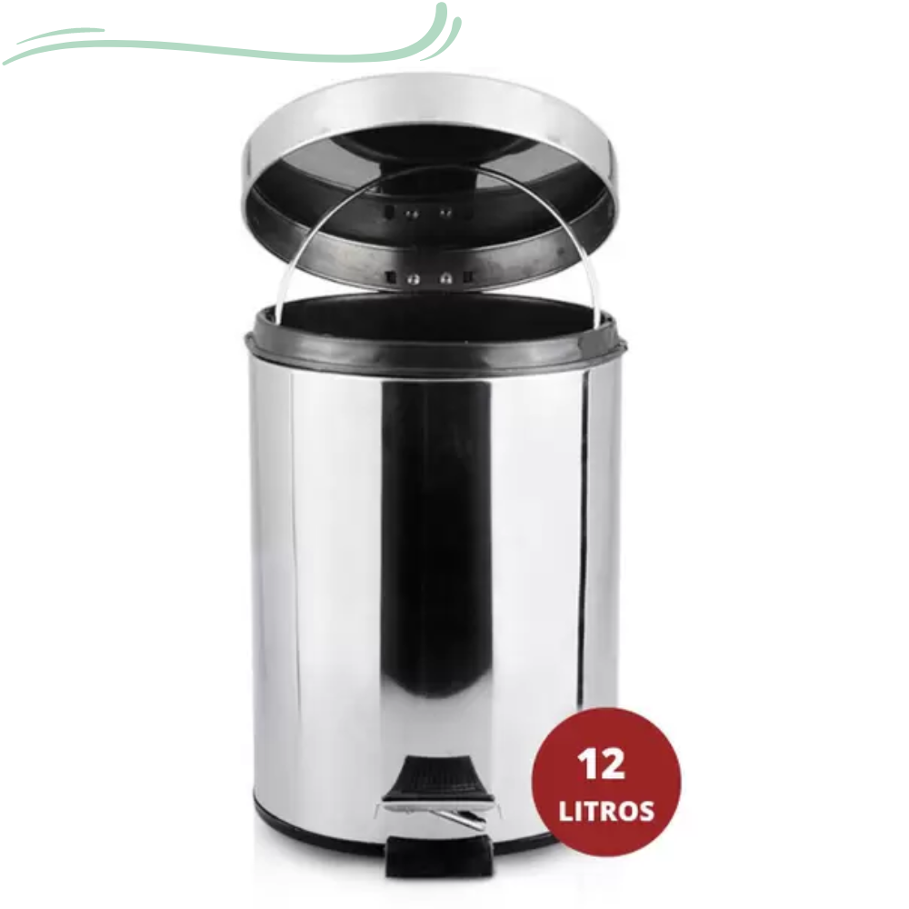 Super Lixeira 12 Litros Aço Inox Brilhante C/ Pedal - 3