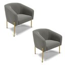 Ver imagem 1 de Cadeira Sala de Jantar Pé de Ferro Dourado Kit 2 Stella Suede D03 - D'Rossi