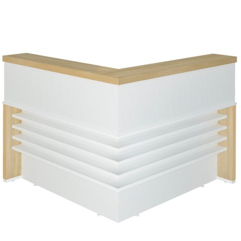 Balcão Para Recepção Escritório Office Atria Executiva 147x147cm A02 Carvalho Branco - Lyam Decor