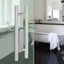 Ver imagem 4 de Puxador para Porta Aço Inox 304 Prata Pivotante 60cm Redondo Vidro e Madeira - Brinovar