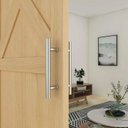 Ver imagem 5 de Puxador para Porta Aço Inox 304 Prata Pivotante 60cm Redondo Vidro e Madeira - Brinovar
