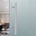 Ver imagem 2 de Puxador para Porta Aço Inox 304 Prata Pivotante 60cm Redondo Vidro e Madeira - Brinovar