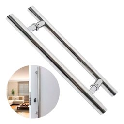 Puxador para Porta Aço Inox 304 Prata Pivotante 60cm Redondo Vidro e Madeira - Brinovar - 1