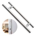 Ver imagem 1 de Puxador para Porta Aço Inox 304 Prata Pivotante 60cm Redondo Vidro e Madeira - Brinovar