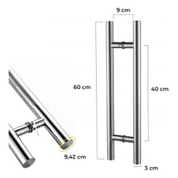 Puxador para Porta Aço Inox 304 Prata Pivotante 60cm Redondo Vidro e Madeira - Brinovar - 9