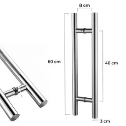 Puxador para Porta Aço Inox 304 Prata Pivotante 60cm Redondo Vidro e Madeira - Brinovar - 9