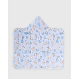 Toalha de Banho Bebe C/forro Bercinho: Urso Balões Azul - 1