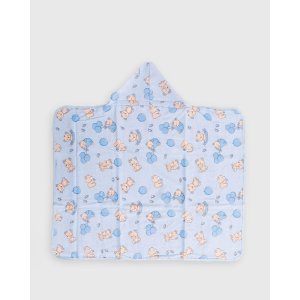 Toalha de Banho Bebe C/forro Bercinho: Urso Balões Azul