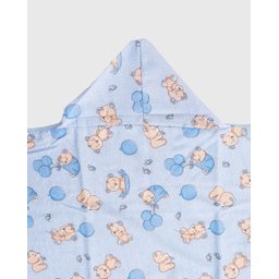 Toalha de Banho Bebe C/forro Bercinho: Urso Balões Azul - 3