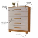 Ver imagem 4 de Cômoda para Quarto 5 Gavetas 82cm Cristina Marrom/Cinamomo/Off White