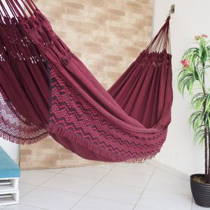 Rede de Dormir Jeans Mesclado Vinho com Preto
