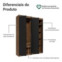 Ver imagem 4 de Guarda-Roupa Solteiro 4 Portas Batentes Rustic/Preto/Preto Saturno Madesa