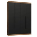 Ver imagem 2 de Guarda-Roupa Solteiro 4 Portas Batentes Rustic/Preto/Preto Saturno Madesa