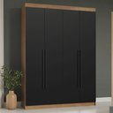 Ver imagem 1 de Guarda-Roupa Solteiro 4 Portas Batentes Rustic/Preto/Preto Saturno Madesa