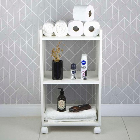Estante Multiuso Armário Móvel para Banheiro com Rodinhas 40cm