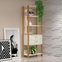 Ver imagem 1 de Estante para Sala com Prateleiras e Gavetas Dalla Costa Mdf Cor:off White com Freijó
