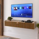 Ver imagem 2 de Rack Suspenso Home Classic New Pequeno Sala Estar Quarto Tv 32 Polegadas 1 Porta Puxador Concha - Lo