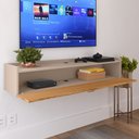 Ver imagem 4 de Rack Suspenso Home Classic New Pequeno Sala Estar Quarto Tv 32 Polegadas 1 Porta Puxador Concha - Lo