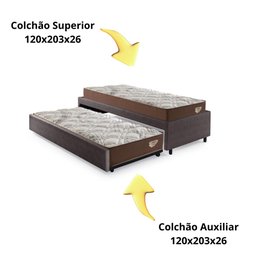 Bicama Box Viúva 126x208 Courino Linho Marrom com 2 Colchões Relax Adorabile Molas Ensacadas - 7
