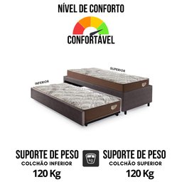 Bicama Box Viúva 126x208 Courino Linho Marrom com 2 Colchões Relax Adorabile Molas Ensacadas - 6