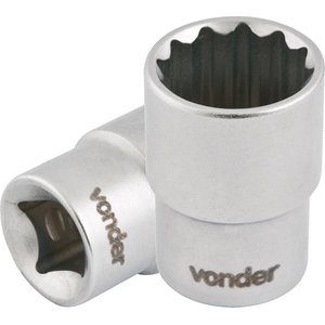 Soquete estriado encaix 1/2" 16mm curto cromo vanádio Vonder