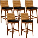 Ver imagem 1 de Kit 05 Banquetas Altas Cozinha Sala Jantar Fixa Mila B04 Couríssimo Whisky Couríssimo Preto - Lyam D
