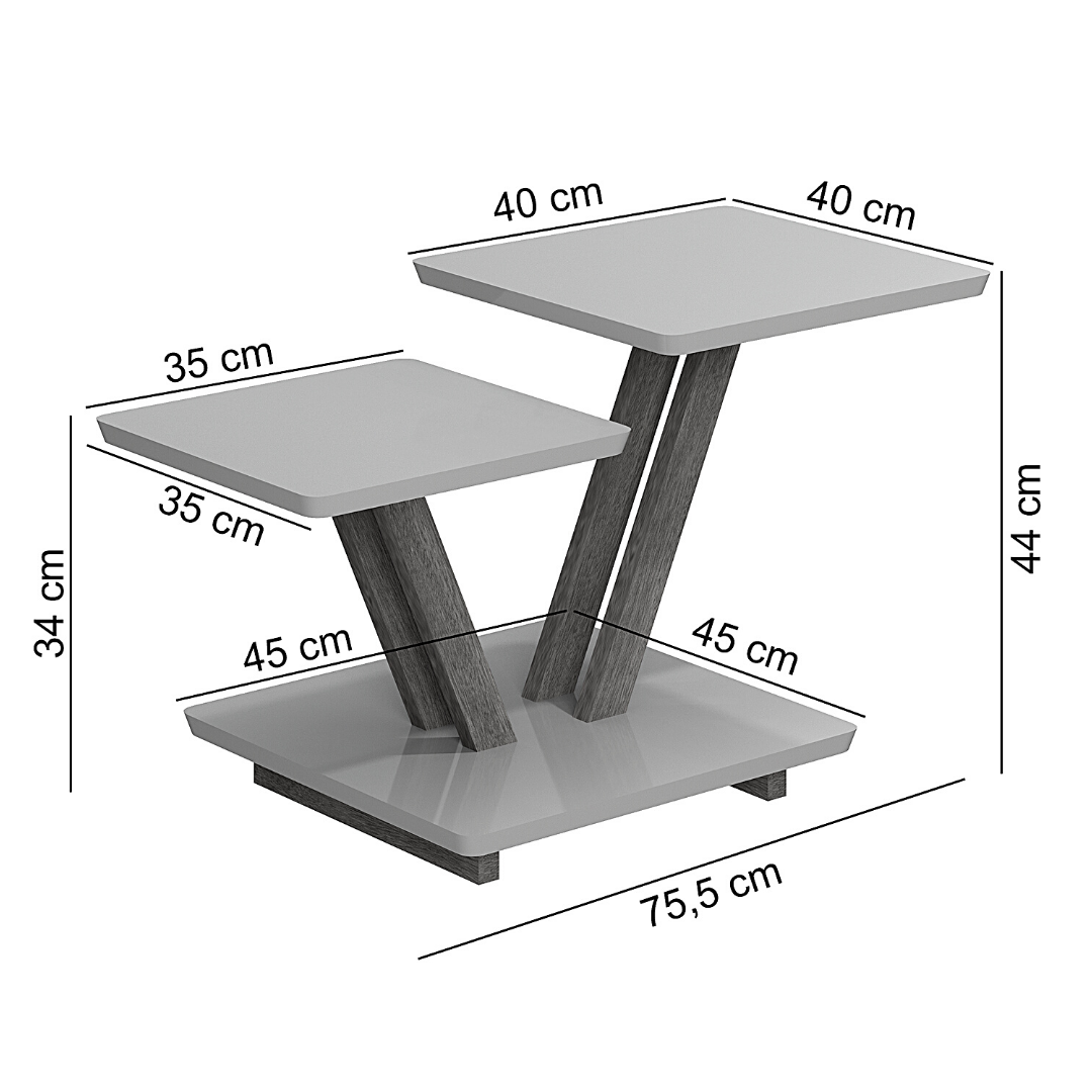 Mesa Lateral de Centro e Apoio Sala e Quarto Moderna Preta - 3