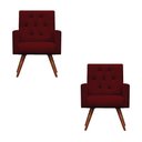 Ver imagem 1 de Kit 2 Poltronas Decorativa Nina Capitonê Suede Vinho - Dominic Decor