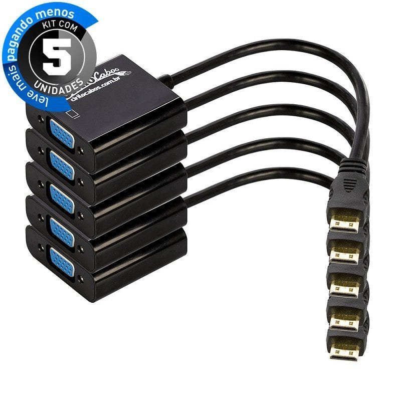 Kit 5 Cabos Conversor Adaptador Mini Hdmi para Vga - Cirilo Cabos - 1
