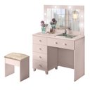 Ver imagem 1 de Penteadeira Camarim Lara com LED 5 Gavetas com Banqueta Camarim Plus Rose Acetinado - Potente Móveis