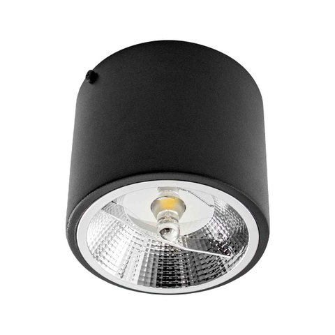 Plafon de Sobrepor Redondo Preto Foco Fixo P/ Led Ar111 Starlumen St2947