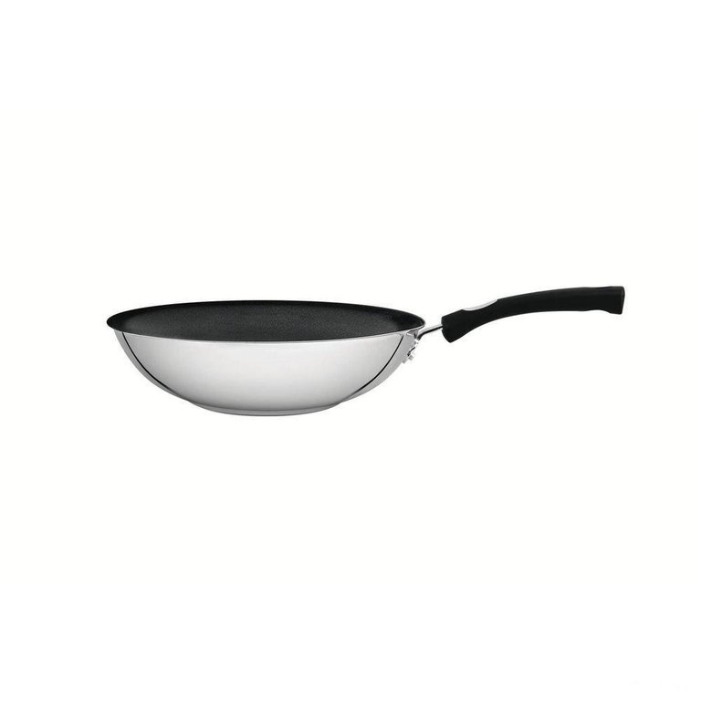 Wok Tramontina Solar Silicone 28 Cm 3,3l Aço Inox com Fundo Triplo e Antiaderente Tramontina