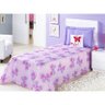 Cobre Leito Borboleta Solteiro Lilás e Rosa com 3 peças Algodão e Poliester - 1