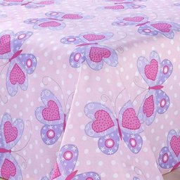 Cobre Leito Borboleta Solteiro Lilás e Rosa com 3 peças Algodão e Poliester - 3