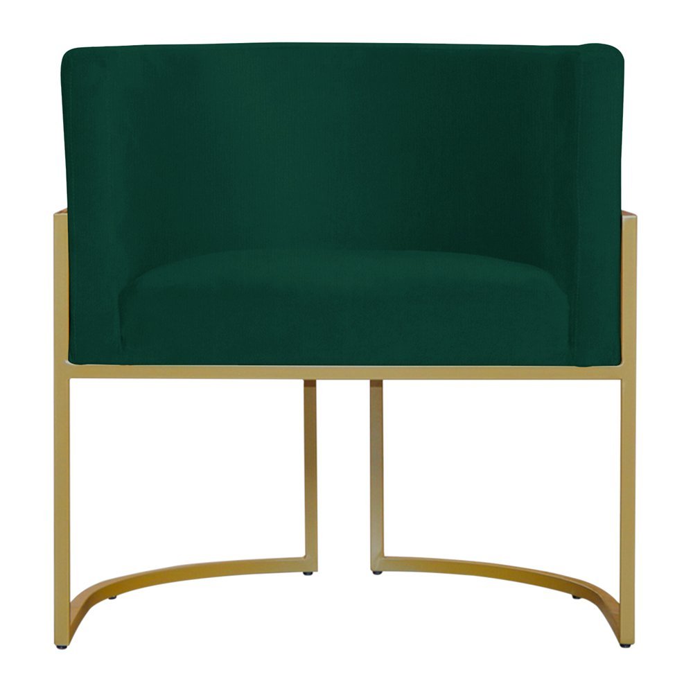 Kit 3 Poltronas Decorativa Sala de Estar Luana Base Gold Suede Verde - Montanaris Decor Md Montanari - 2