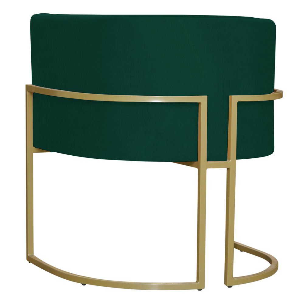 Kit 3 Poltronas Decorativa Sala de Estar Luana Base Gold Suede Verde - Montanaris Decor Md Montanari - 3