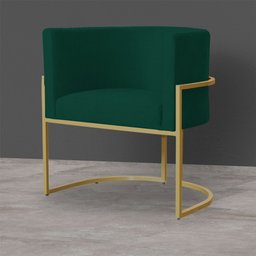 Kit 3 Poltronas Decorativa Sala de Estar Luana Base Gold Suede Verde - Montanaris Decor Md Montanari - 4