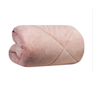 Edredom Plush Inove Flanel Touch Liso Casal - Cor Rosa Argila