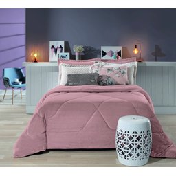 Edredom Plush Inove Flanel Touch Liso Casal - Cor Rosa Argila - 4
