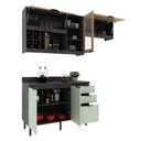 Ver imagem 3 de Cozinha Compacta Orquídea 180cm 5 Portas 3 Gavetas Lunar/freijó Cz1202 Cor: Lunar/verde/freijó