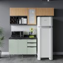 Ver imagem 1 de Cozinha Compacta Orquídea 180cm 5 Portas 3 Gavetas Lunar/freijó Cz1202 Cor: Lunar/verde/freijó