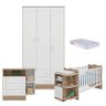 Quarto de Bebê com Berço 101 Doce Sonho Carvalho Rústico TOQ Branco e Colchão - Qmovi - 1