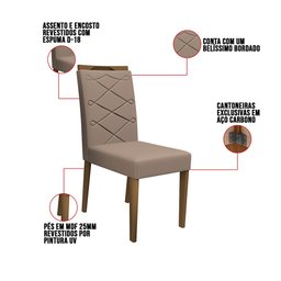 Kit 02 Cadeiras de Jantar Lais Camurça Marrom LUX Pés Ypê - D'Rossi DRossi - 5