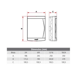 QUADRO DISTRIBUIÇÃO SOBREPOR 12/16 DISJUNTORES S/BARR. TIGRE	 - 4