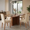 Ver imagem 3 de Mesa de Jantar Isadora Mdf com 4 Cadeiras Estofadas Suede Nude Molci