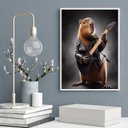 Ver imagem 2 de Quadro Decorativo Capivara do Rock 24x18cm:madeira Preta