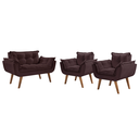 Ver imagem 1 de Conjunto Poltronas Decorativas Opalla 1 Namoradeira e 2 Poltronas de 1 Lugar Pés em Madeira D Salla 